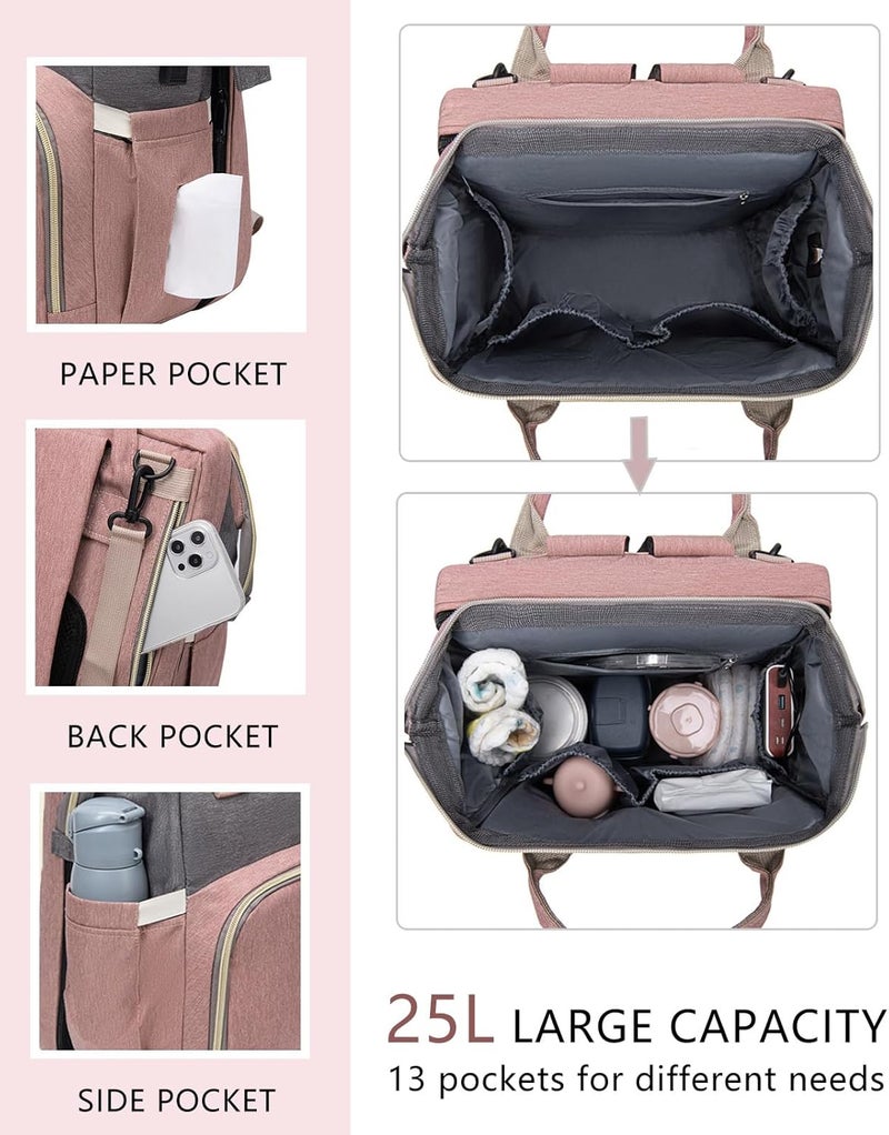 houscly Diaper Bag Backpack with Changing Station: Pink Baby Toddler Bags for Girls Boys Women Large Big Travel Backpack Pañaleras Modernas Para Bebe Niña Newborn Essentials Mom Must Haves Baby Registry - Image 3
